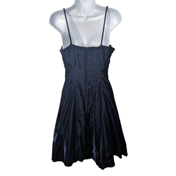 Vintage Jessica McClintok Gunne Sax Mini Dress Fit & Flare Blue Velvet Sequins - Picture 2 of 10